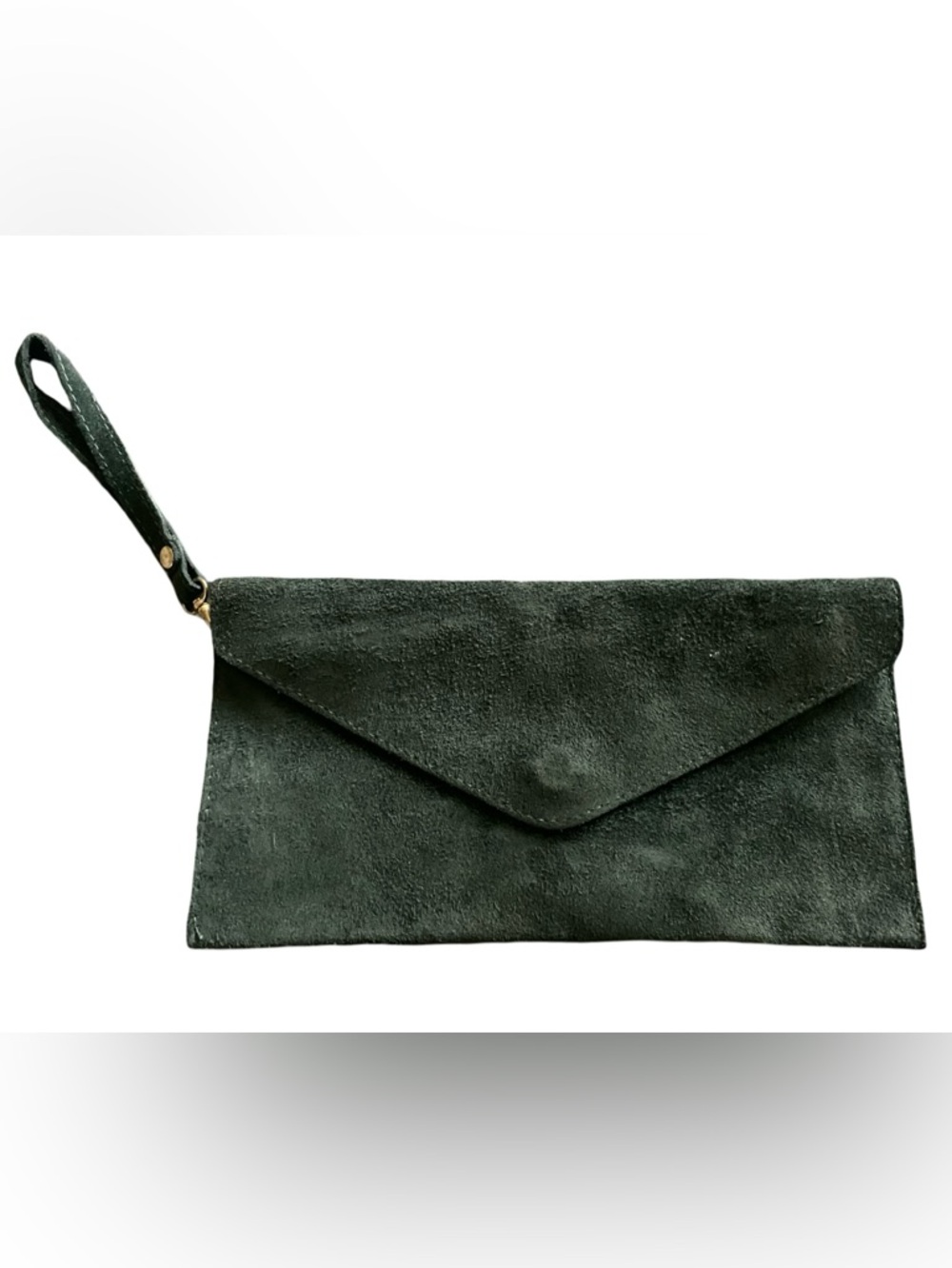 Suede Envelope Wristlet Clutch - Dark Green